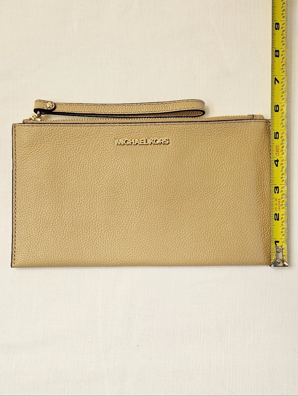 Michael Kors Beige Tan Leather Wristlet Clutch